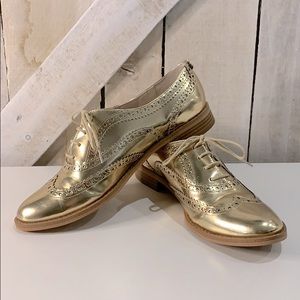 Sam Edelman Gold Jerome Wingtip Oxford Shoes, 8.5M